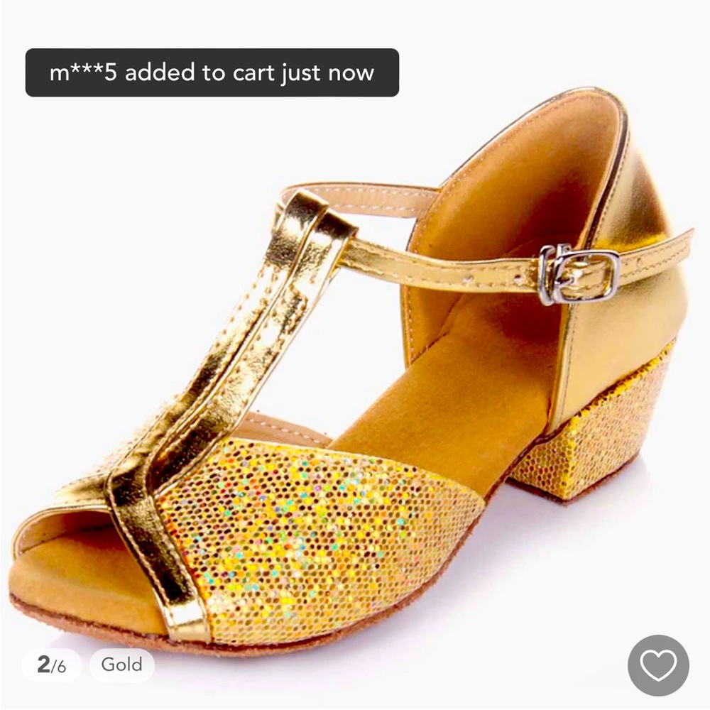 Light in the box girl’s ballroom/latin/salsa dance shoes in gold sz 1 NEW